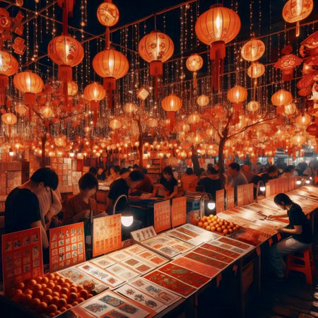 Chinese New Year market sceneの写真素材