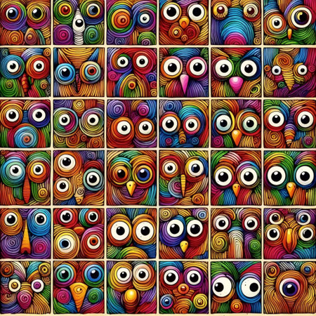 Toddlers colorful scribble creatures, Ai generated imageの写真素材