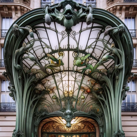 Paris Metro entrance detail, Ai generated imageの写真素材
