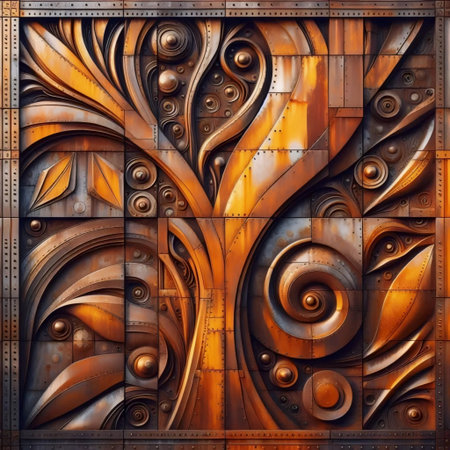 Weathered steel panel detail, Ai generated image