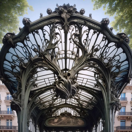 Paris Metro entrance detail, Ai generated imageの写真素材