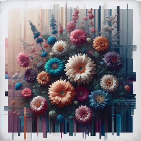 Pixelated botanical distortion, Ai generated imageの写真素材