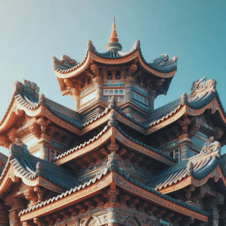 Himeji Castle roof detail, Ai generated image