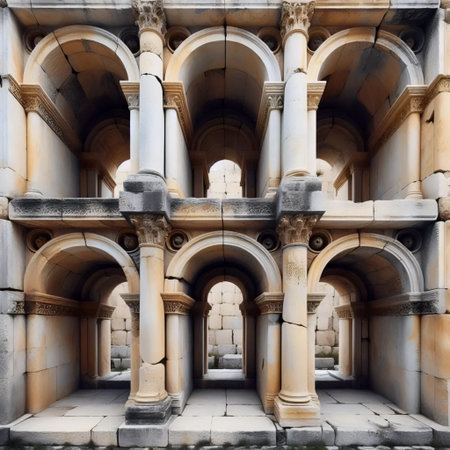 Ancient Roman amphitheater texture, Ai generated imageの写真素材