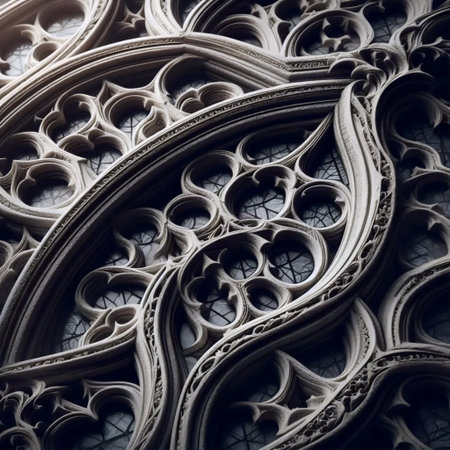 Carved stone window detail, Ai generated imageの写真素材