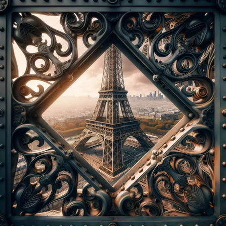 Iron lattice close-up, Ai generated imageの写真素材