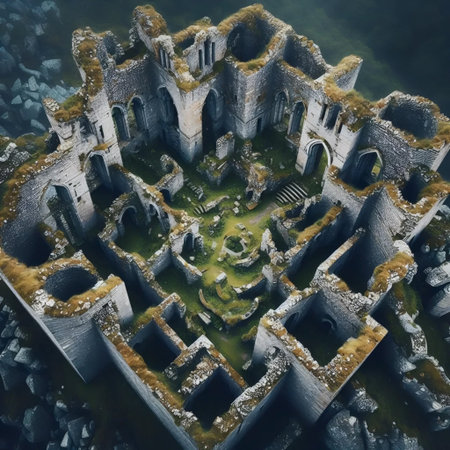 Medieval castle ruins, Ai generated imageの写真素材