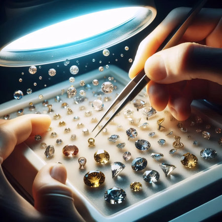 A jewelers hands setting stones, Ai generated imageの写真素材