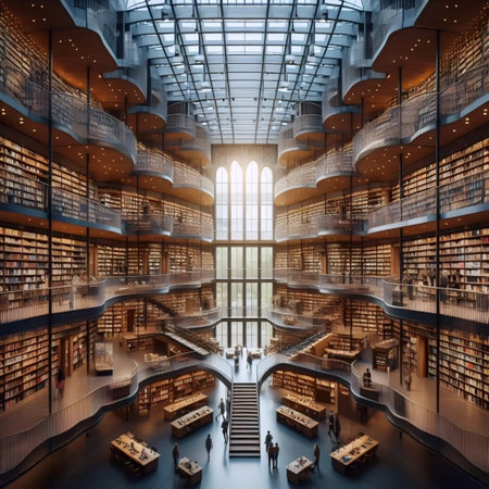 A modern library, Ai generated imageの写真素材