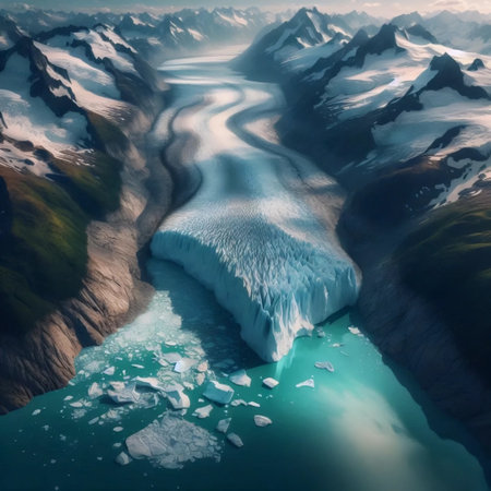 Melting glacier concept, Ai generated imageの写真素材