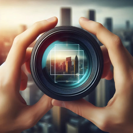 A photographers hands adjusting lens, Ai generated image