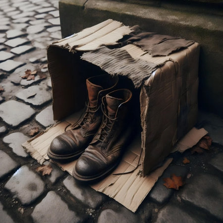 Urban poverty scene, Ai generated imageの写真素材