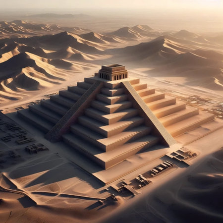 Ancient Mesopotamian ziggurat, Ai generated imageの写真素材