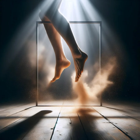 A dancers feet in motion, Ai generated imageの写真素材