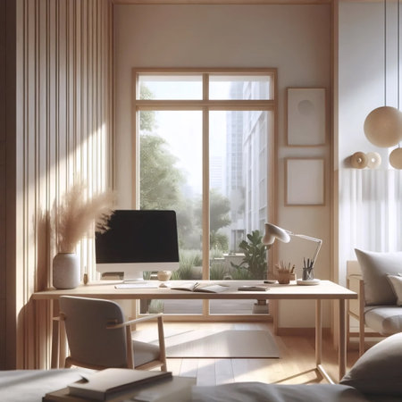 Scandinavian home office, Ai generated imageの写真素材