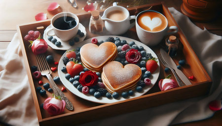 Breakfast in bed, Ai generated image