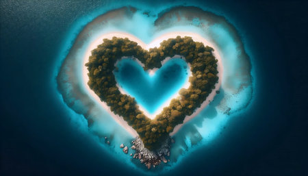 Heart-shaped island, Ai generated imageの写真素材