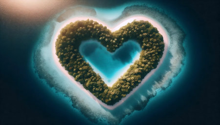 Heart-shaped island, Ai generated imageの写真素材