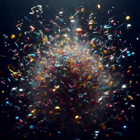 Confetti explosion freeze frame, Ai generated imageの写真素材