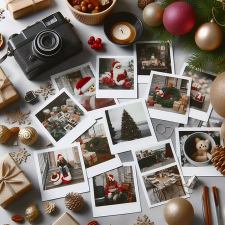 New Years polaroid collage, Ai generated imageの写真素材
