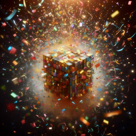 Confetti explosion freeze frameの写真素材