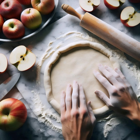 Pie baking processの写真素材