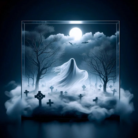 Ghostly figure in fog, Ai generated image