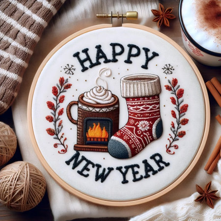 New Years cozy moment, Ai generated imageの写真素材