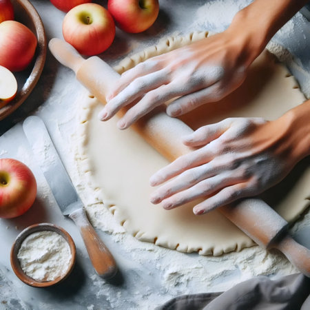 Pie baking process, Ai generated image