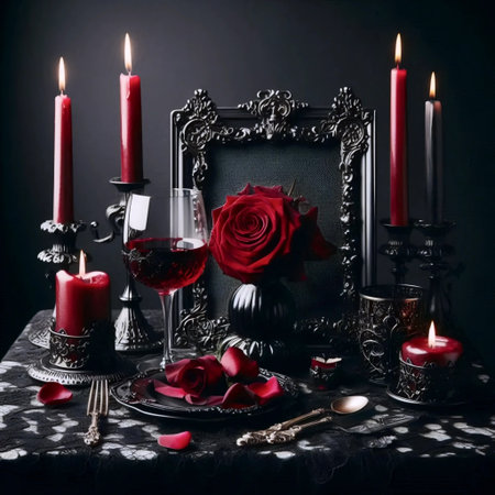 Vampires dinner table, Ai generated imageの写真素材