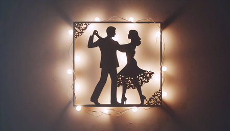 Couples shadow danceの写真素材