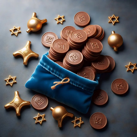 Hanukkah gelt, Ai generated imageの写真素材