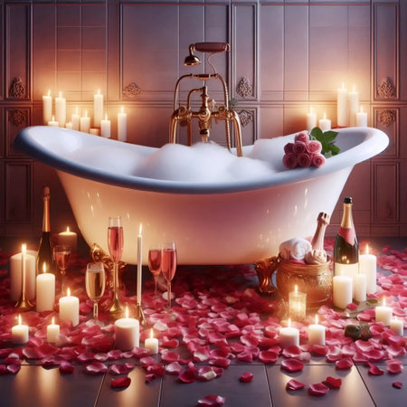 Romantic bath setup, Ai generated imageの写真素材