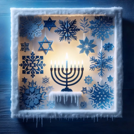 Hanukkah window display, Ai generated imageの写真素材