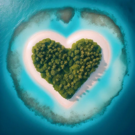 Heart-shaped island, Ai generated image