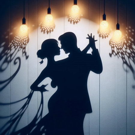 Couples shadow danceの写真素材