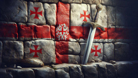 A Georgian flag in stone, AI generated image
