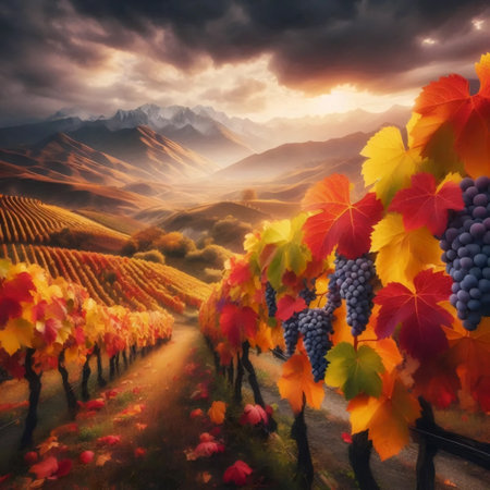 Vineyard seasons autumn, AI generated image