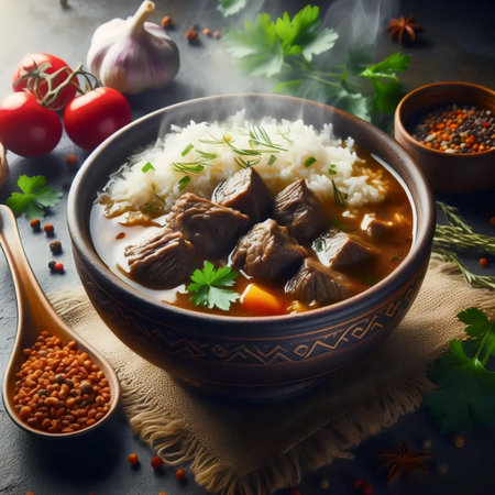 Kharcho soup serving, AI generated imageの写真素材