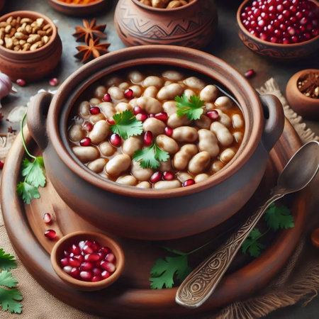 Lobio in clay pot, AI generated image