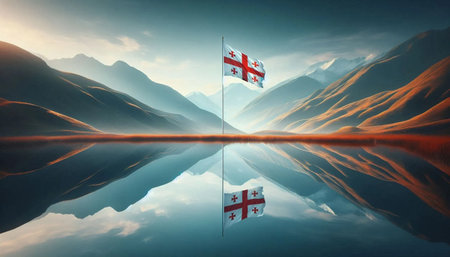 A Georgian flag reflection, AI generated image