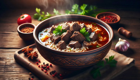 Kharcho soup serving, AI generated image