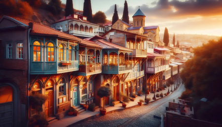 Old Tbilisi architecture, AI generated image