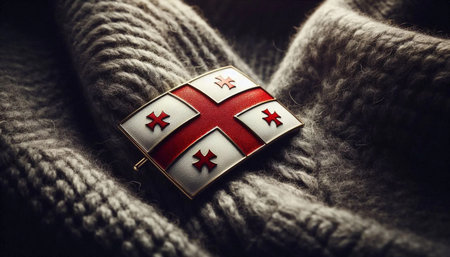 A Georgian flag pin close-up, AI generated image