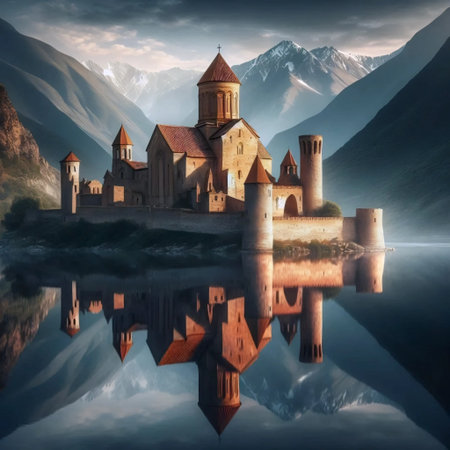 Ananuri Fortress complex, AI generated image