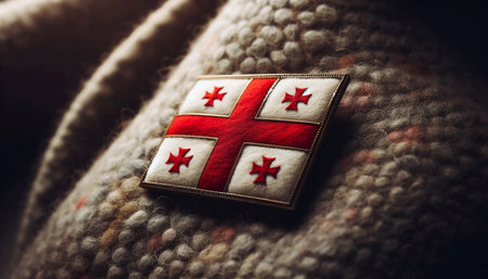 A Georgian flag pin close-up, AI generated image