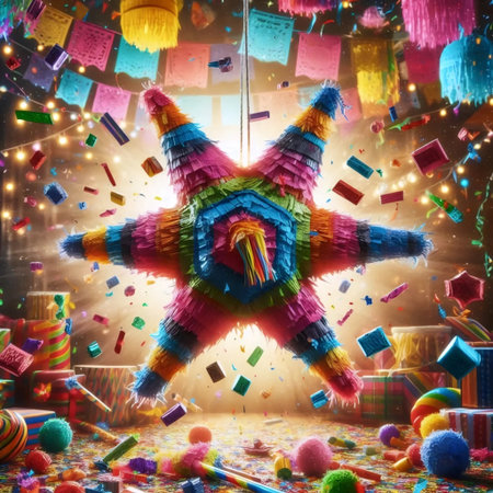 A pinata burst of candy, Ai generated image