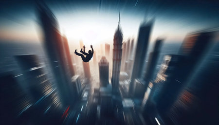 A falling abstract figure, Ai generated image