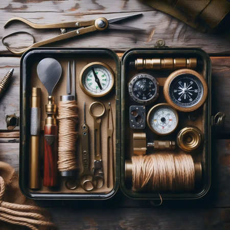 A parachute emergency kit opened, Ai generated image
