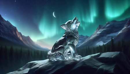A quartz wolf pup, Ai generated image